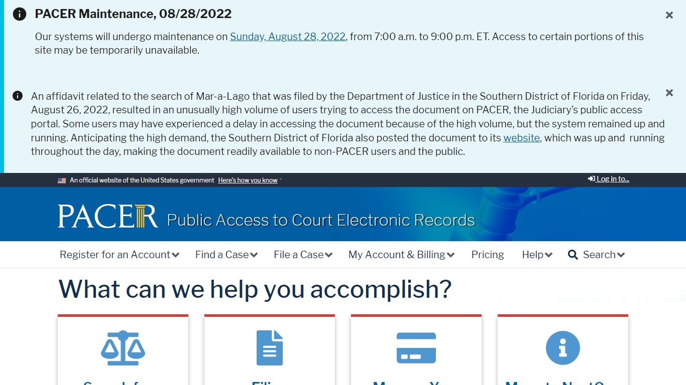 Public Access to Court Electronic Records | PACER: Federal Court Records